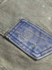 カラーブロックパッチワークヴィンテージデニムパンツ