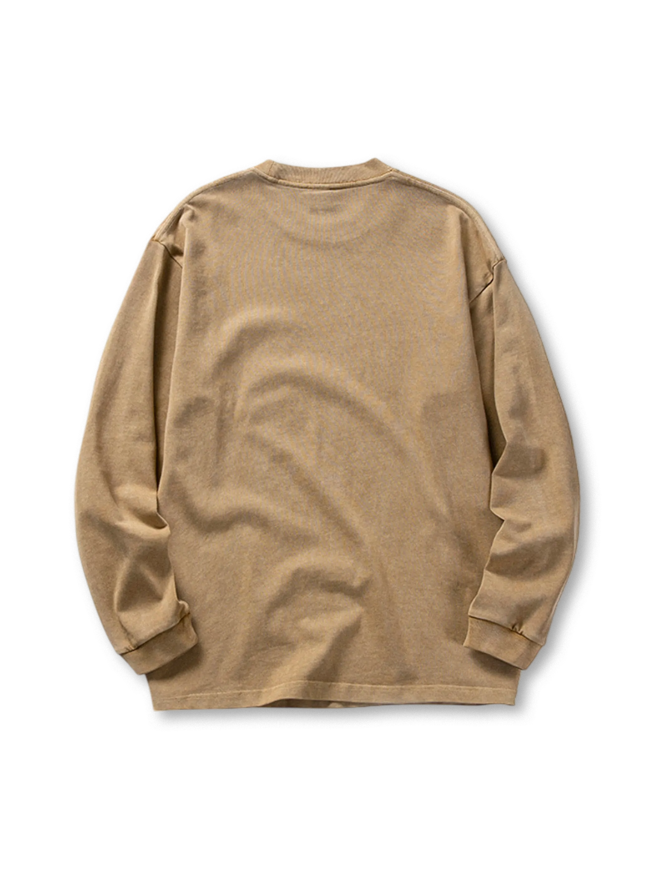 胸ポケット付き長袖Tシャツ、リブ仕様の袖口