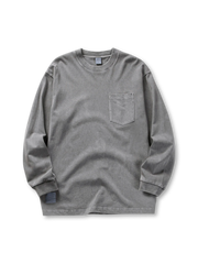 胸ポケット付き長袖Tシャツ、リブ仕様の袖口