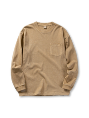 胸ポケット付き長袖Tシャツ、リブ仕様の袖口