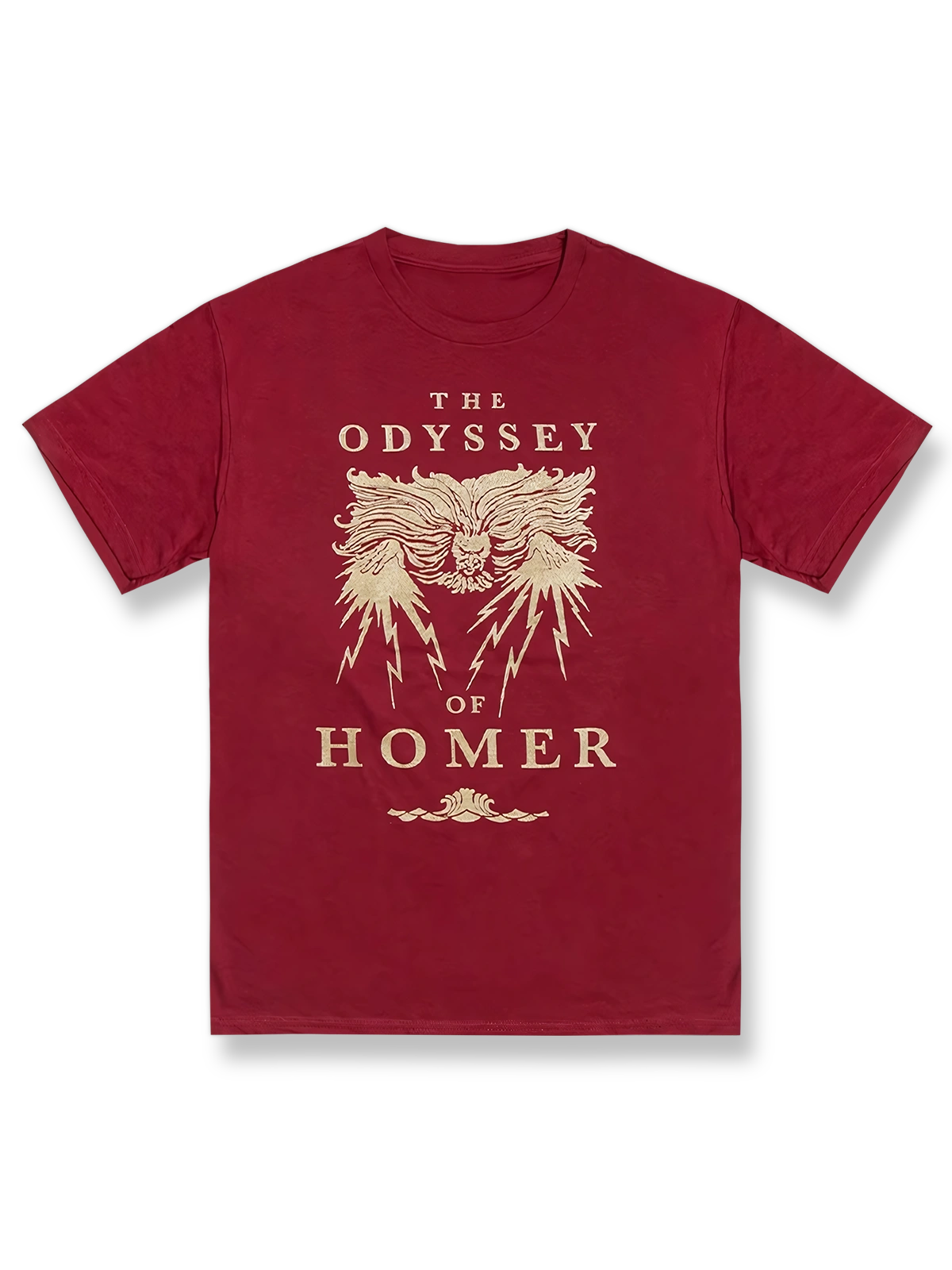 製品画像: ホメロス叙事詩『オデュッセイア』レトロプリントTシャツ正面図