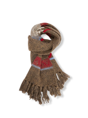 フェアアイル編み柄とフリンジが特徴の暖かいマフラー