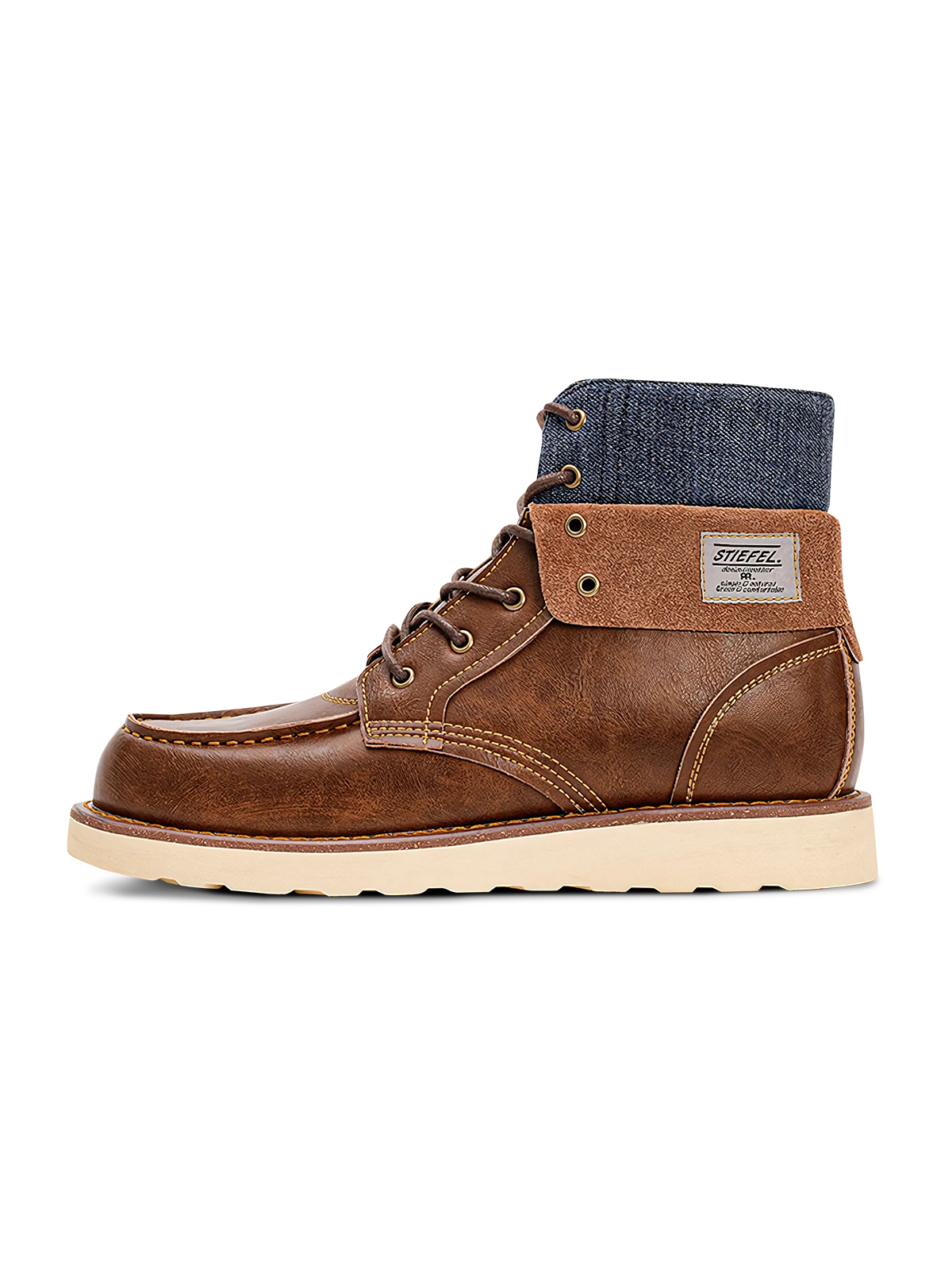 デニム折り返し可能、柔らかマイクロファイバー革と防滑アウトソールの2wayワークブーツ