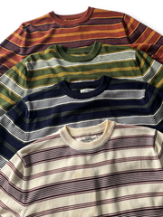 4色展開 ヴィンテージ ストライプ ライセル ニットTシャツ