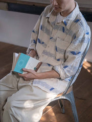 二重シャー織綿麻混紡シャツ