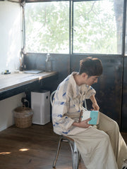 二重シャー織綿麻混紡シャツ