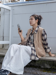 水洗い加工ヴィンテージコーデュロイ単列ボタンベスト