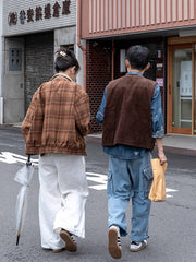 水洗い加工ヴィンテージコーデュロイ単列ボタンベスト