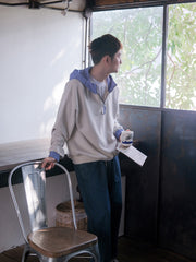 カラーコンビネーションハーフジップパーカ