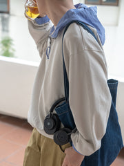 カラーコンビネーションハーフジップパーカ