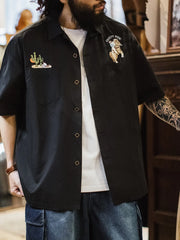 ウエスタン刺繍オーバーサイズオープンカラーシャツ