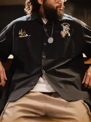 ウエスタン刺繍オーバーサイズオープンカラーシャツ