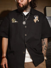 ウエスタン刺繍オーバーサイズオープンカラーシャツ