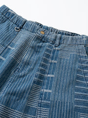 マドラスチェックパッチワークデニムショーツ