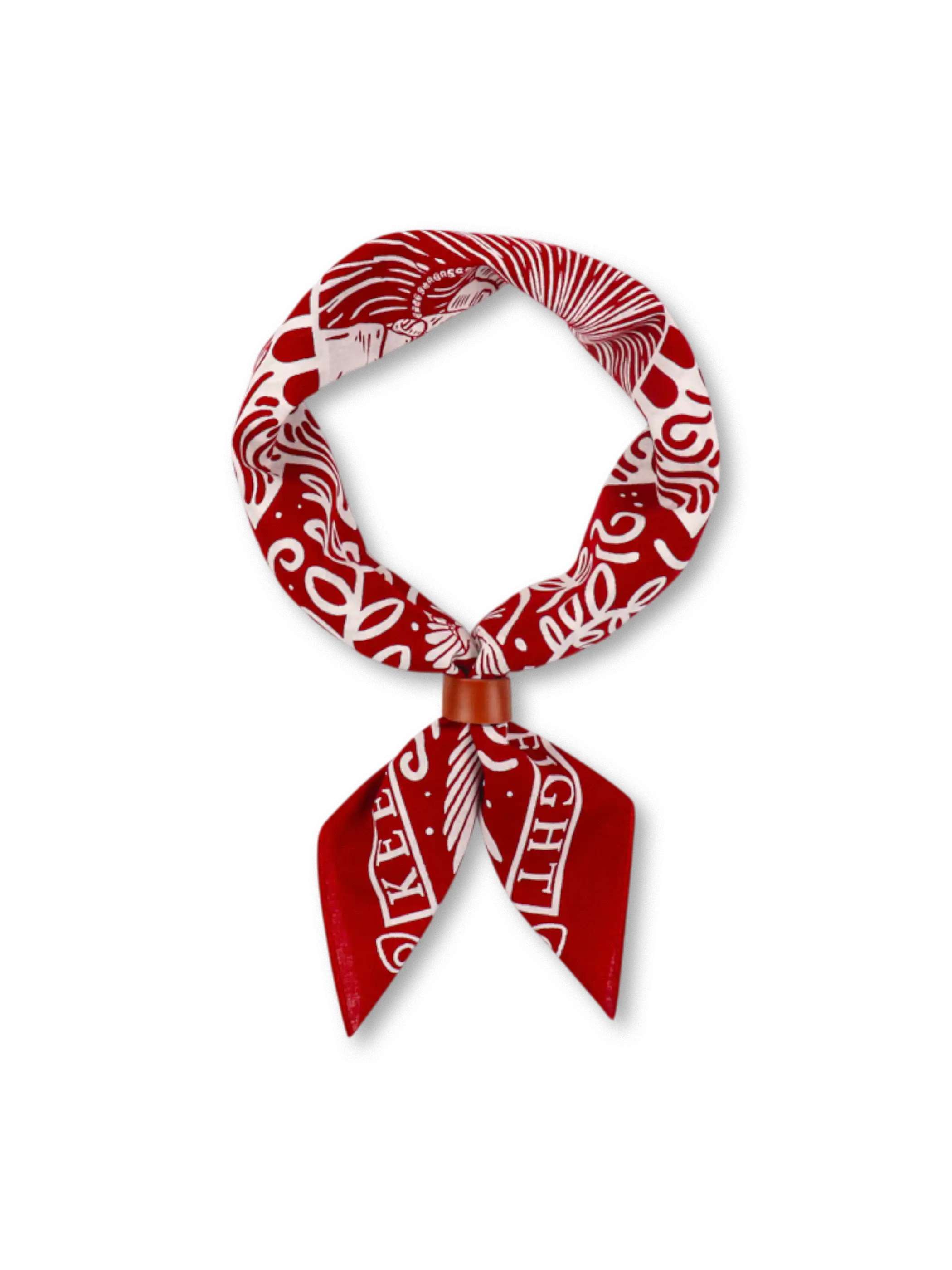 レッドのヴィンテージ柄バンダナ、56×56cm