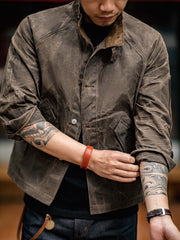 スタンドカラー ワックスドキャンバス ジャケット