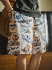 ヴィンテージフライトログ総柄ショーツ