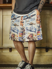 ヴィンテージフライトログ総柄ショーツ