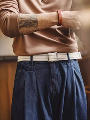 ネイビー編み込みベルト