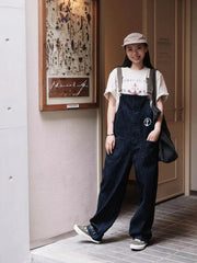 海軍 デニム デッキオーバーオール