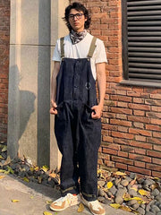 海軍 デニム デッキオーバーオール