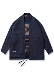 バーシブル仕様 無地xナバホ織り はんてん