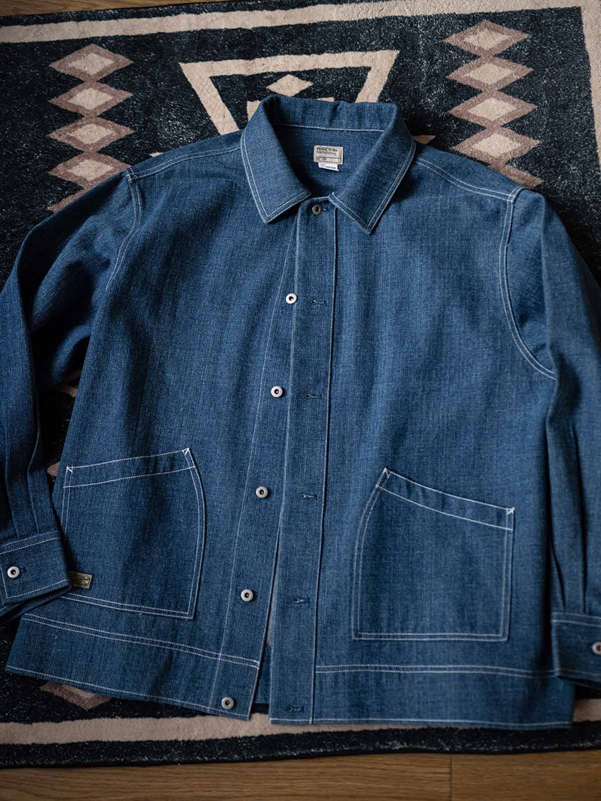 1920年代武骨風ショートワイドデニムシャツジャケット全体外観