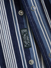 ヘビー ブルー&ホワイトストライプシャツ