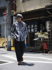 ヘビー ブルー&ホワイトストライプシャツ