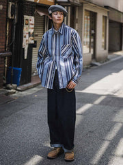 ヘビー ブルー&ホワイトストライプシャツ