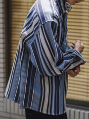 ヘビー ブルー&ホワイトストライプシャツ