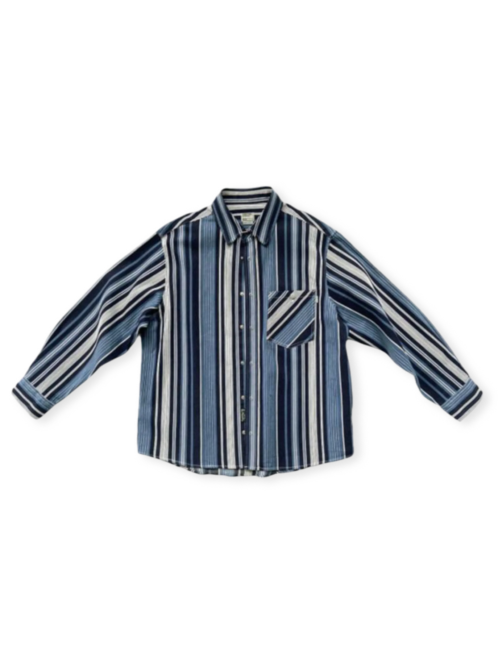 ヴィンテージ重厚ブルー&ホワイトストライプシャツ全体外観