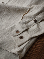 ジャカード肌理 リネンコットンシャツ