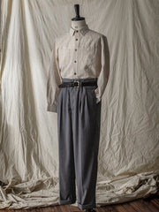 ジャカード肌理 リネンコットンシャツ