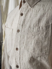 ジャカード肌理 リネンコットンシャツ