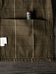 ダークオリーブチェックウールオーバーシャツ