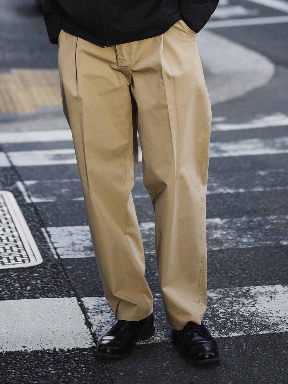 フレンチヴィンテージルーズワイドプリーツテーパードパンツ