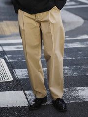 フレンチヴィンテージルーズワイドプリーツテーパードパンツ