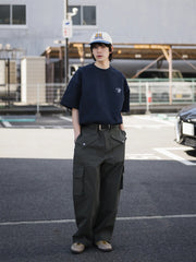 スウェーデン風ヴィンテージ マルチポケット ワイドパンツ