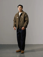 ショートワイド刺繍ベースボールジャケット