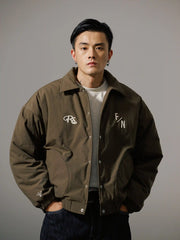 ショートワイド刺繍ベースボールジャケット