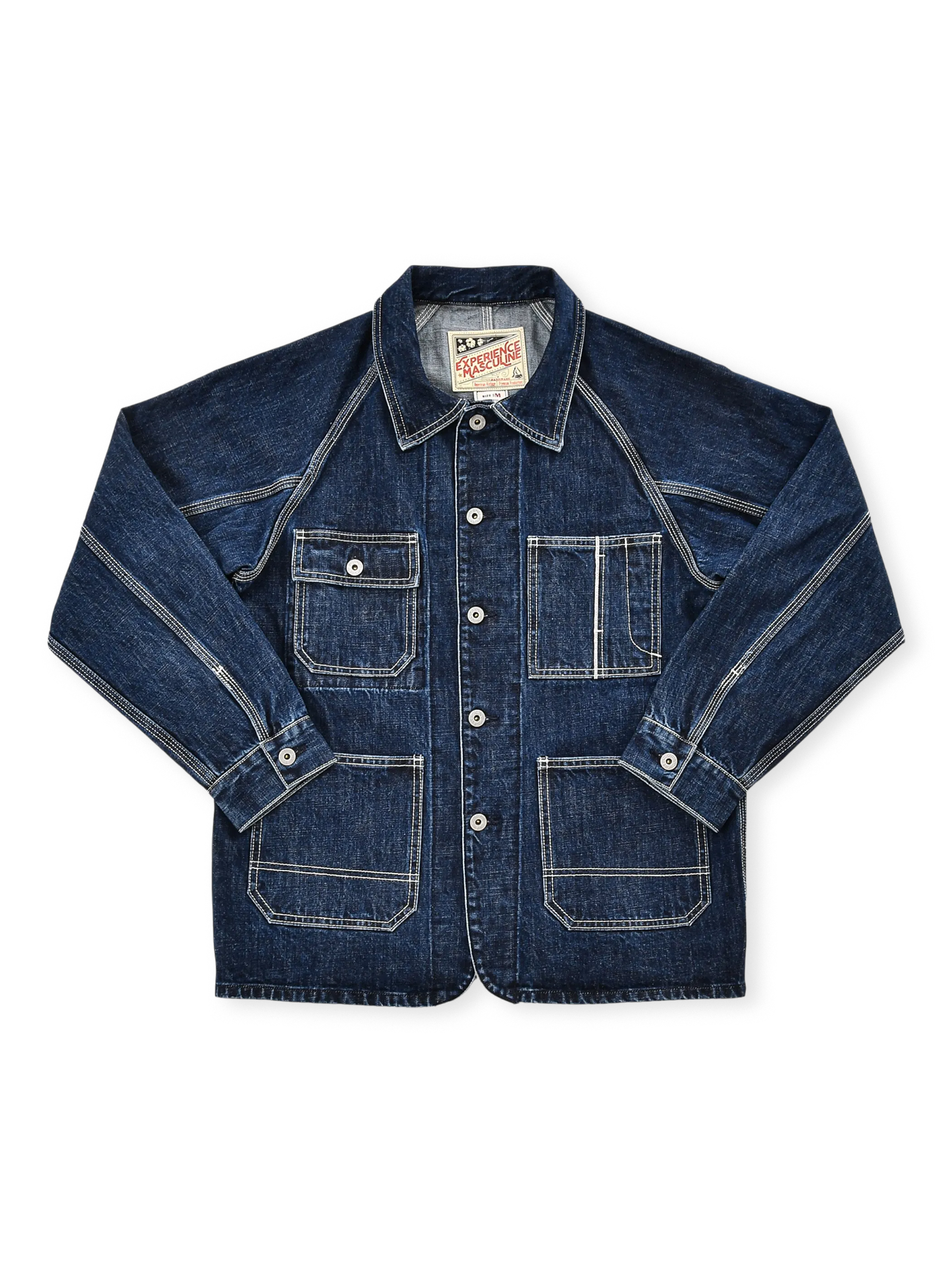 15ozセルビッジデニムジャケット、チェストポケット&アンティークウォッシュ加工。