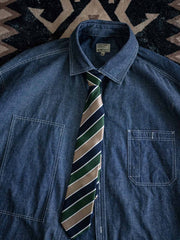 1950年代 アメリカンレトロ ストライプ シルク ハンドメイドネクタイ