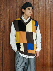 カラーブロックチェッカーボードベスト