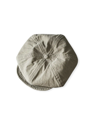 250gヘリンボーン生地を酵素洗いでヴィンテージ加工した、頭囲の大きい方向けのニュースボーイキャップ。