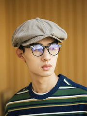 ビッグサイズヘリンボーンニュースボーイキャップ