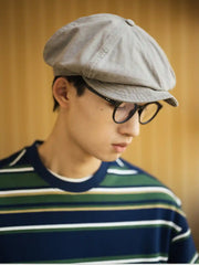 ビッグサイズヘリンボーンニュースボーイキャップ