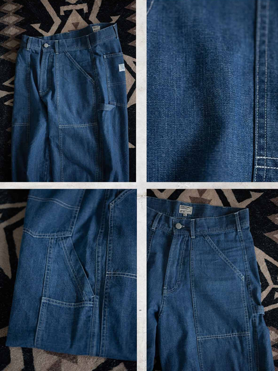 8.5oz ダブルニー 軽量ウォッシュデニムパンツ