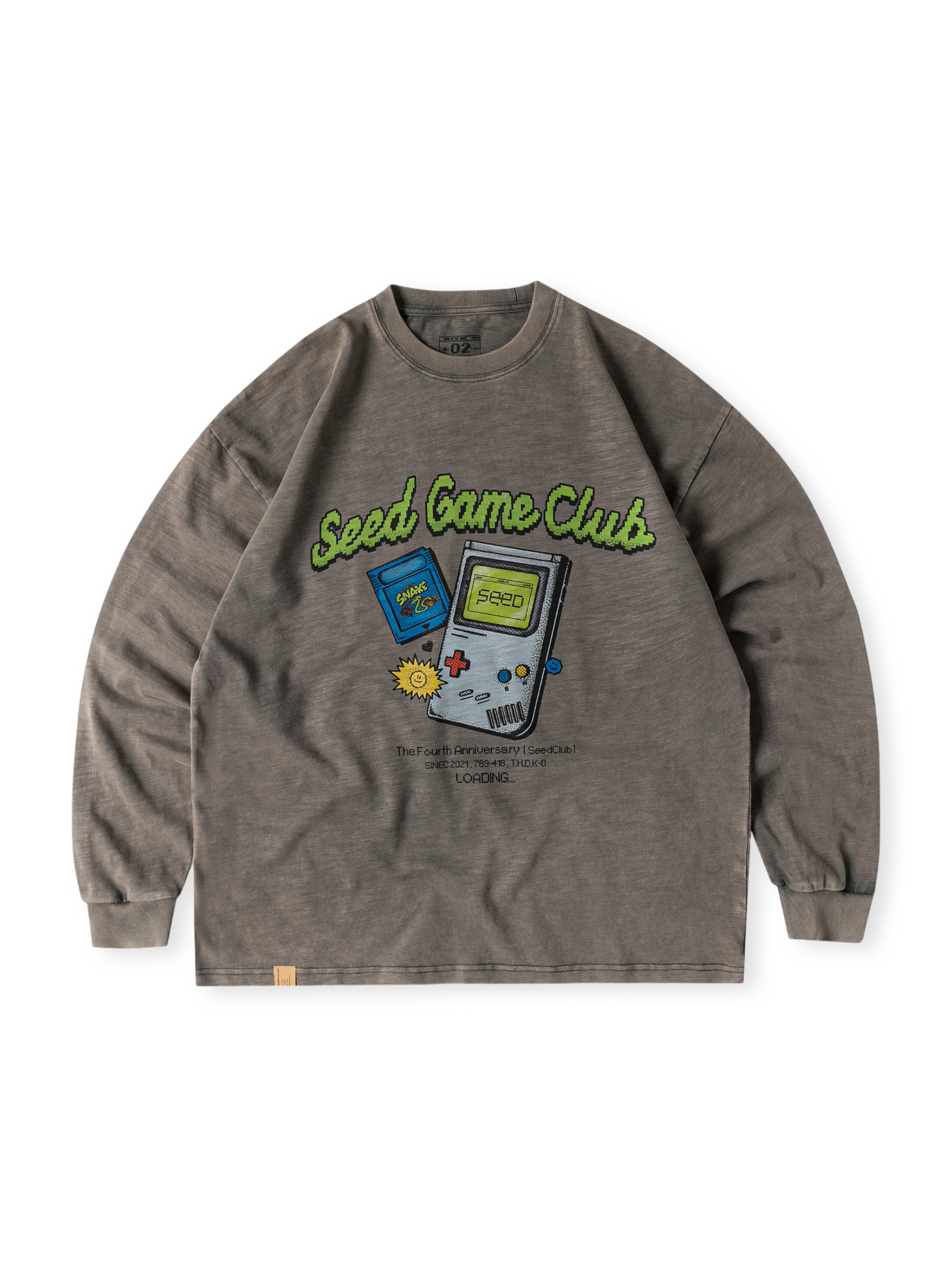 古布機織プリント長袖Tシャツ