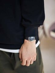 船錨刺繍丸首ポケット長袖Tシャツ